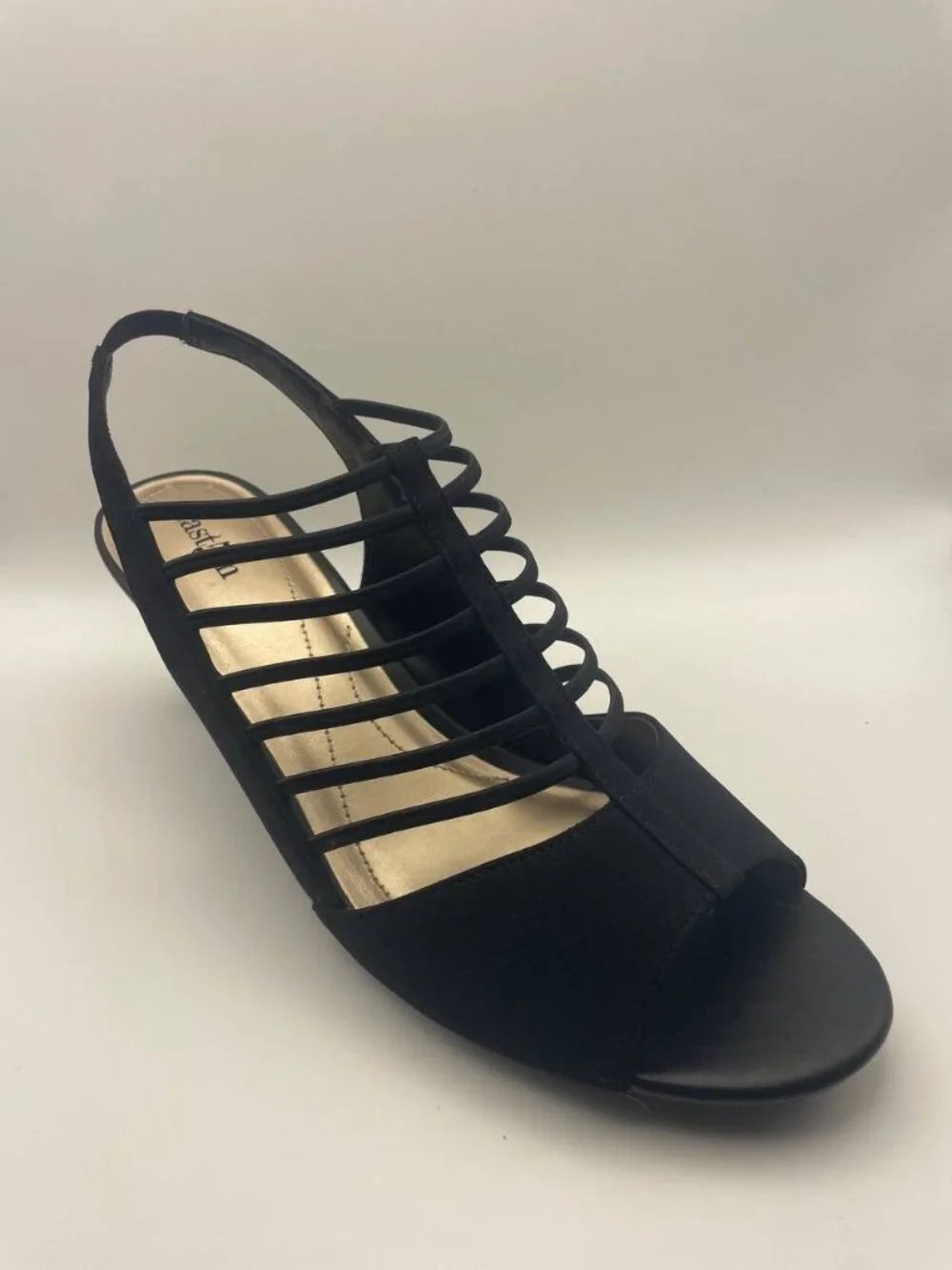 East 5th EF Neville Black Slingback Caged Peep Toe Heels - Classic Office Siren